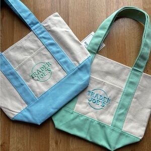 Trader Joe’s mini Totes Blue and Green Tote Bag Set